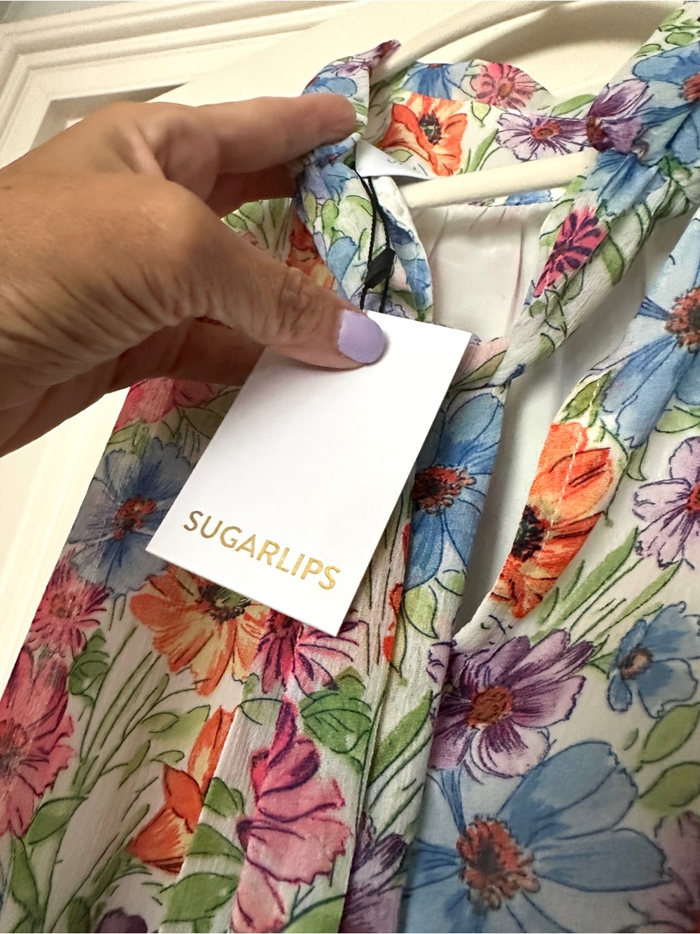 NWT Sugarlips Floral Halter Maxi Dress in Blue-Multicolor - Picture 3 of 9